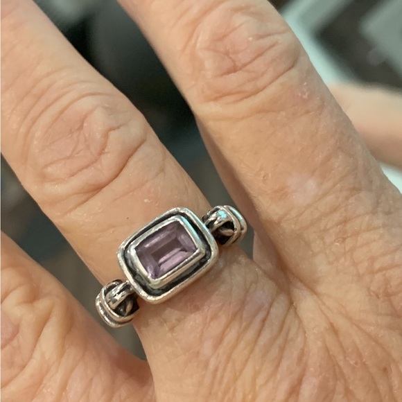 Silpada Amethyst ring features rectangular faceted bezel-set stone - Picture 4 of 7